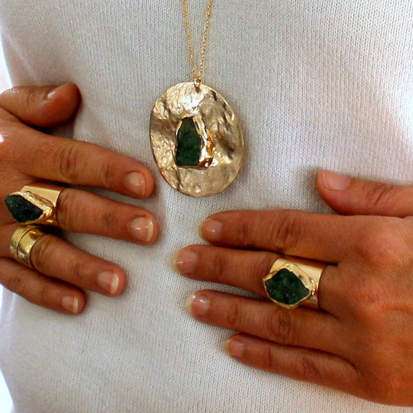 Raw Emerald Necklace.