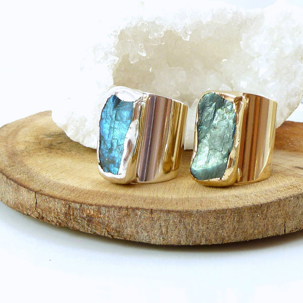 Raw Labradorite Ring.