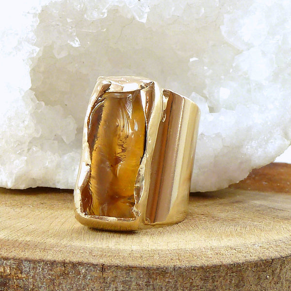 Raw Citrine Cuff Ring.