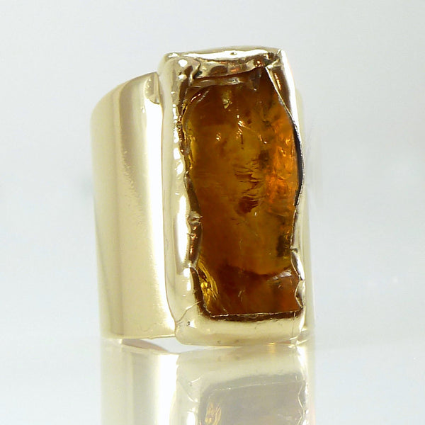 Raw Citrine Cuff Ring.