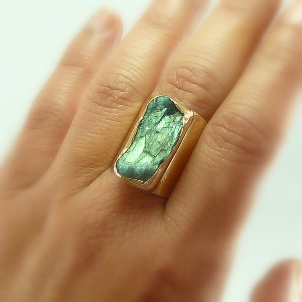 Raw Labradorite Ring.