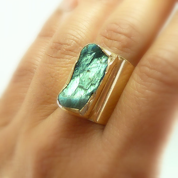 Raw Labradorite Ring.