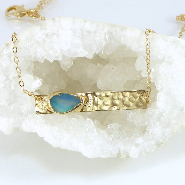 Opal Bar Necklace.