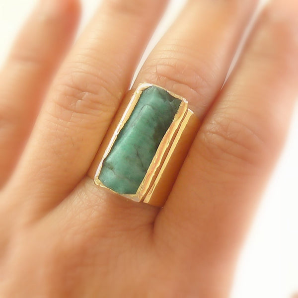 Raw Emerald Ring.