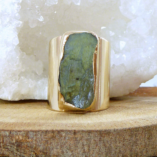 Raw Labradorite Ring.