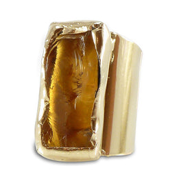 Raw Citrine Cuff Ring.