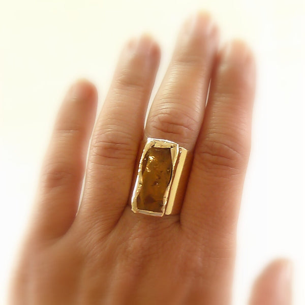 Raw Citrine Ring.
