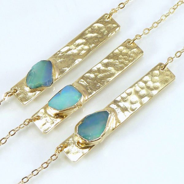 Opal Bar Necklace.