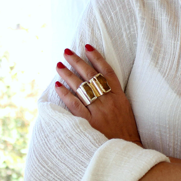 Raw Citrine Ring.