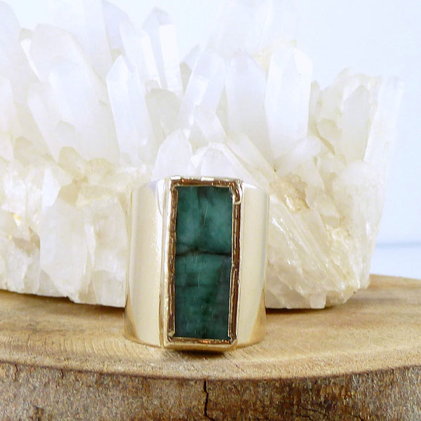 Raw Emerald Ring.