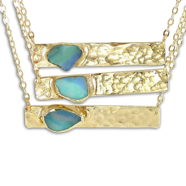 Opal Bar Necklace.