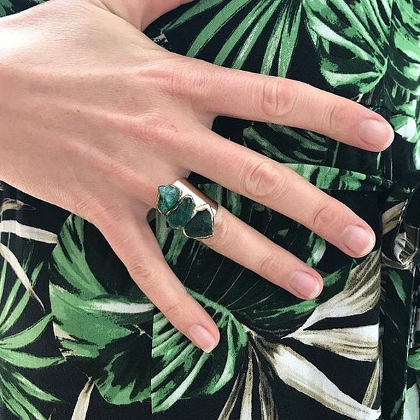 May Birthstone Ring, Emerald Ring.