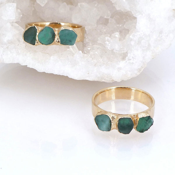 Three Stone Emerald Ring.