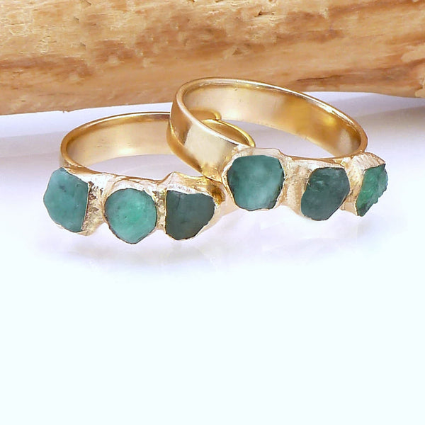 Three Stone Emerald Ring.