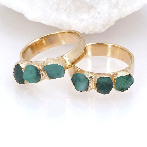 Three Stone Emerald Ring.