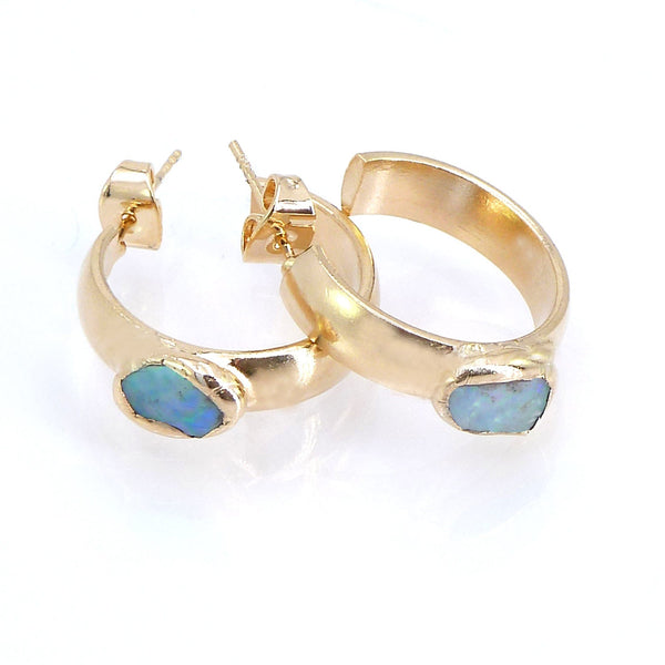 Rose Gold Opal Dangle Earrings.