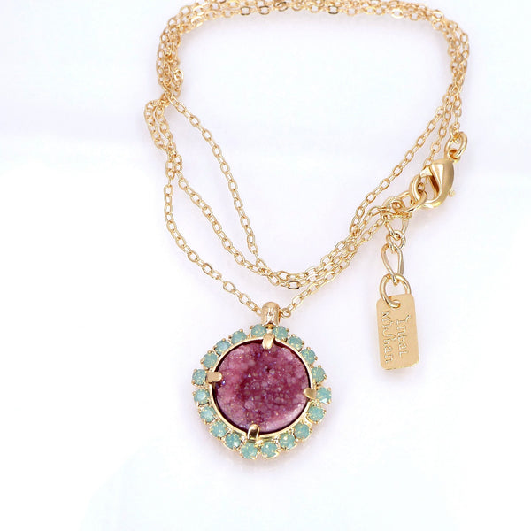 Pink Druzy Necklace.