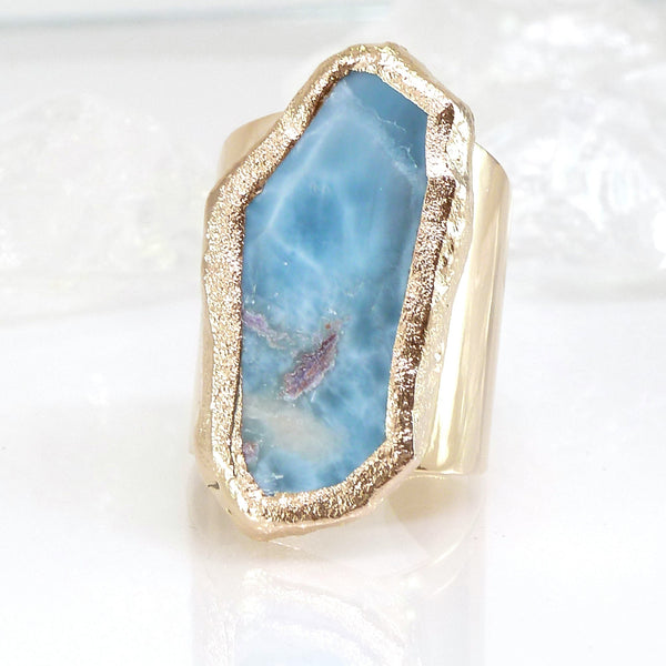 Larimar Statement Ring, Raw Larimar Ring.