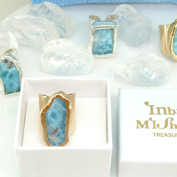 Larimar Statement Ring, Raw Larimar Ring.
