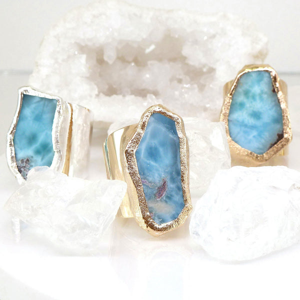 Larimar Statement Ring, Raw Larimar Ring.