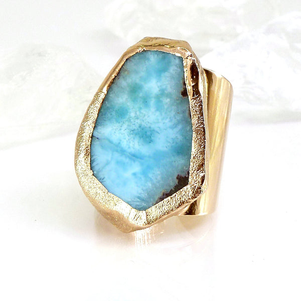 Larimar Statement Ring, Raw Larimar Ring.