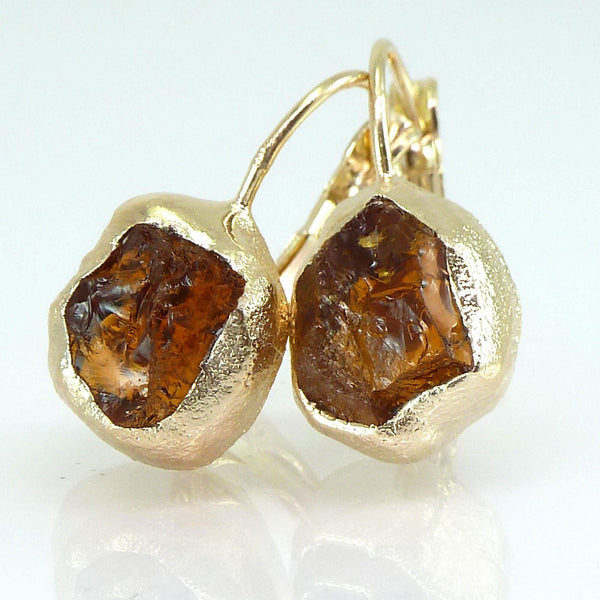 Raw Citrine Earrings.