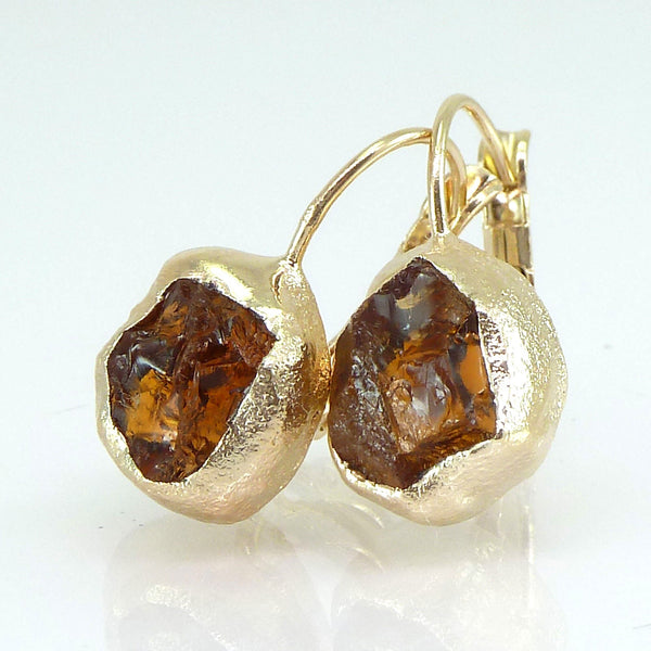 Raw Citrine Earrings.