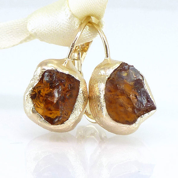 Raw Citrine Earrings.