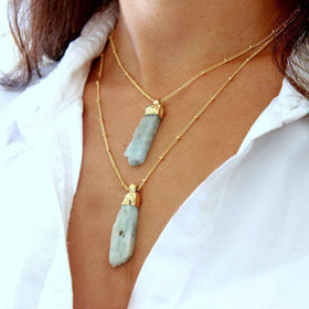 Raw Aquamarine Necklace.