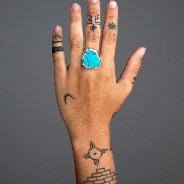 Raw Turquoise Adjustable Ring.