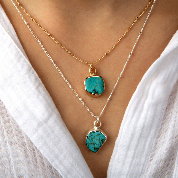 Raw Stone Turquoise Necklace.