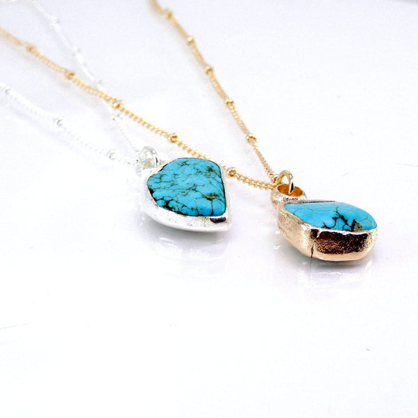 Raw Stone Turquoise Necklace.