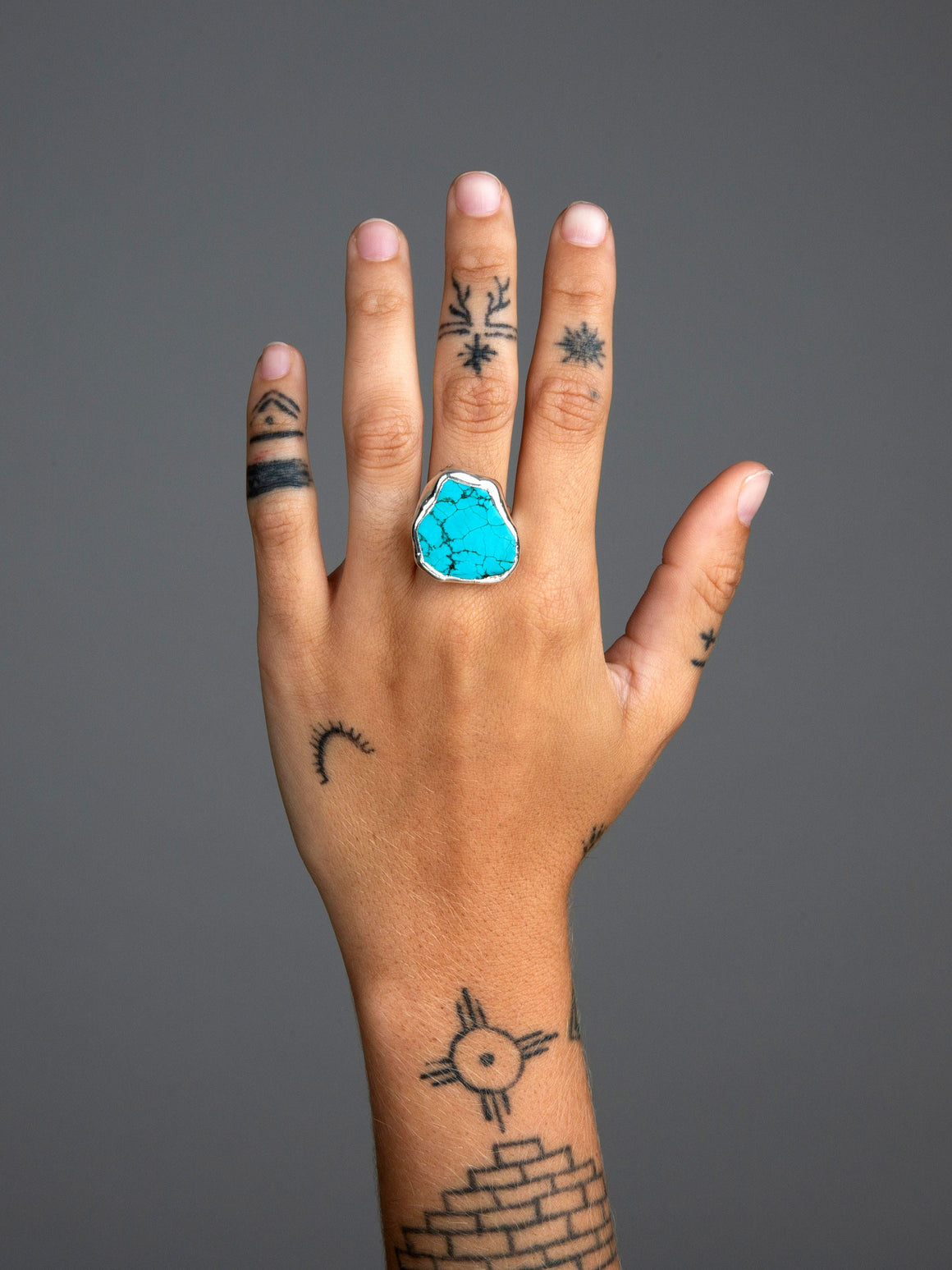 Raw Turquoise Adjustable Ring.