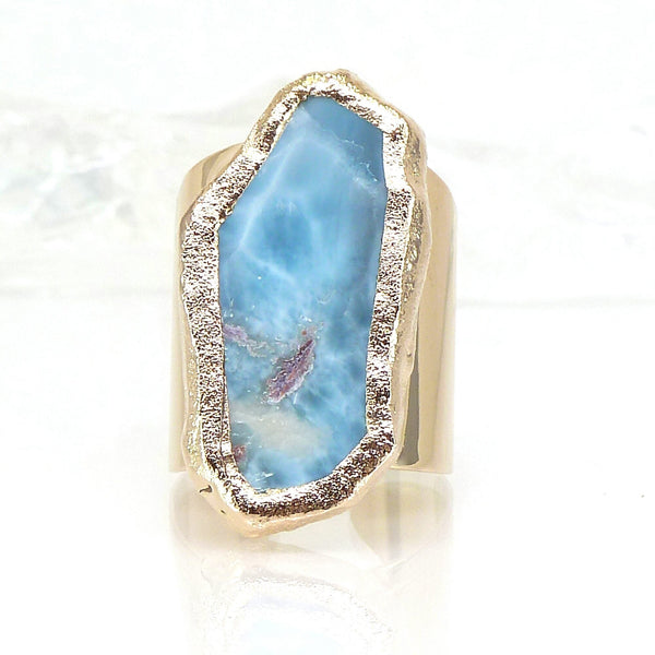 Larimar Statement Ring, Raw Larimar Ring.