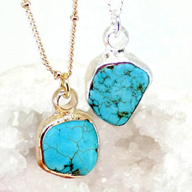 Raw Stone Turquoise Necklace.
