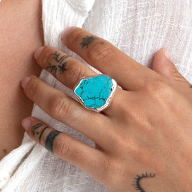 Raw Turquoise Adjustable Ring.