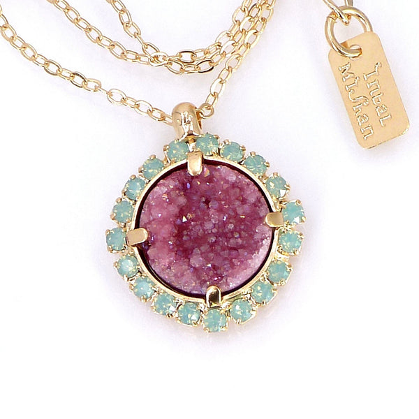 Pink Druzy Necklace.