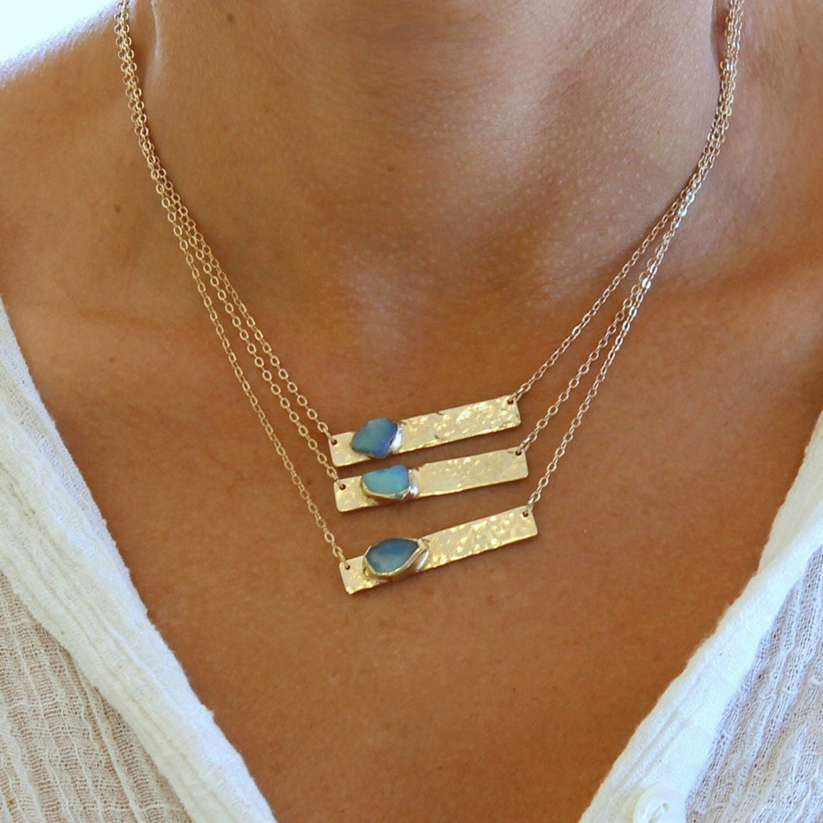 Opal Bar Necklace.