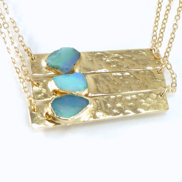 Opal Bar Necklace.