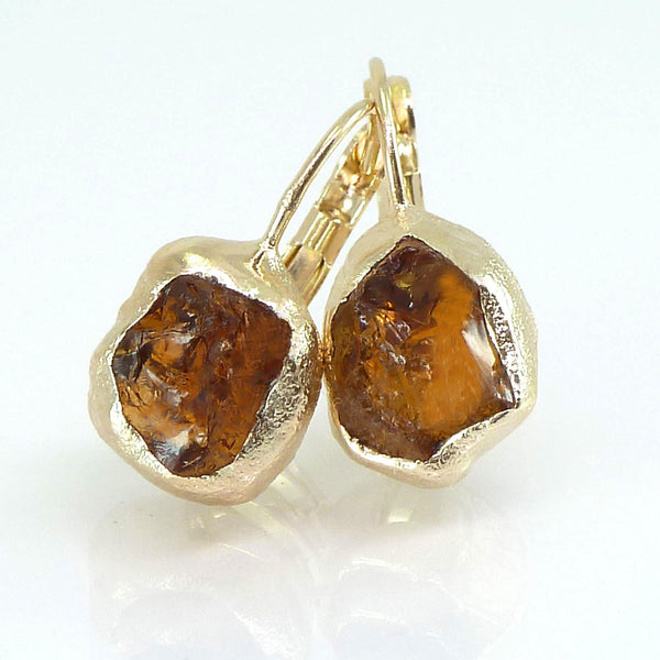 Raw Citrine Earrings.