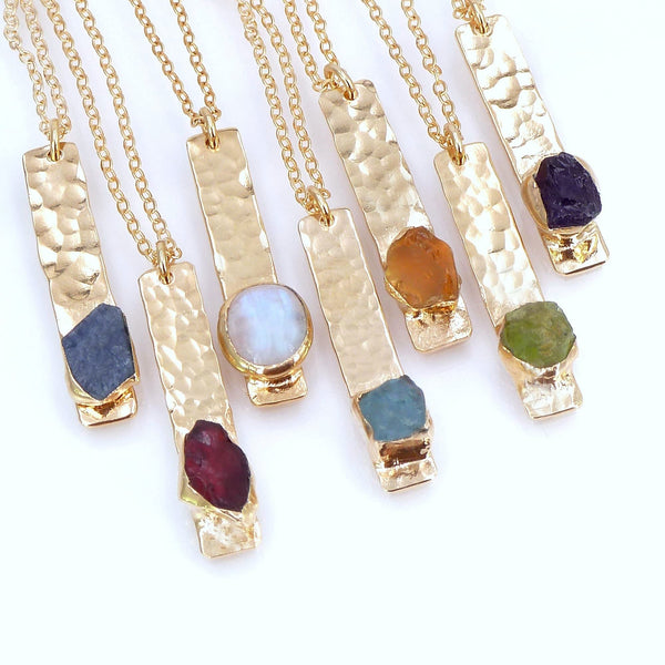 Custom Raw Birthstone Necklace.
