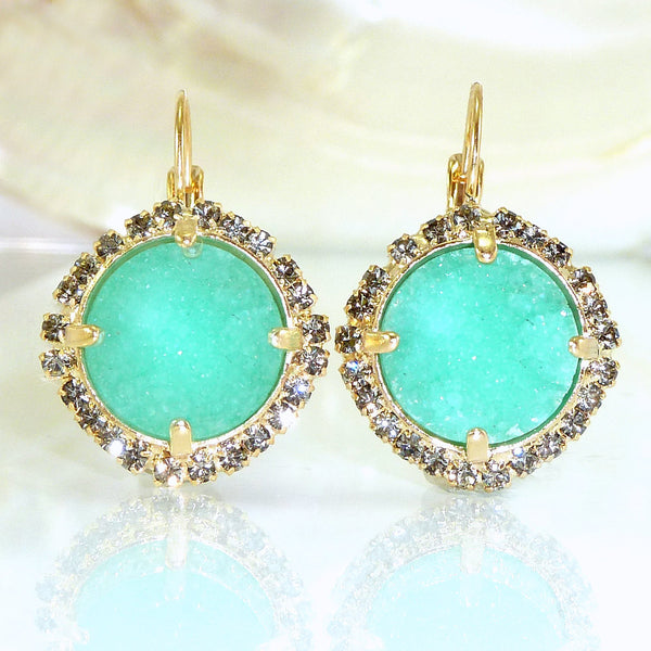 Mint Druzy Drop Earrings.
