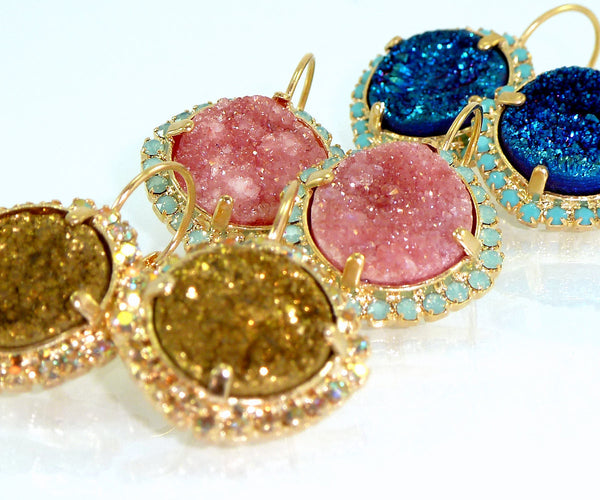 Mint Druzy Drop Earrings.