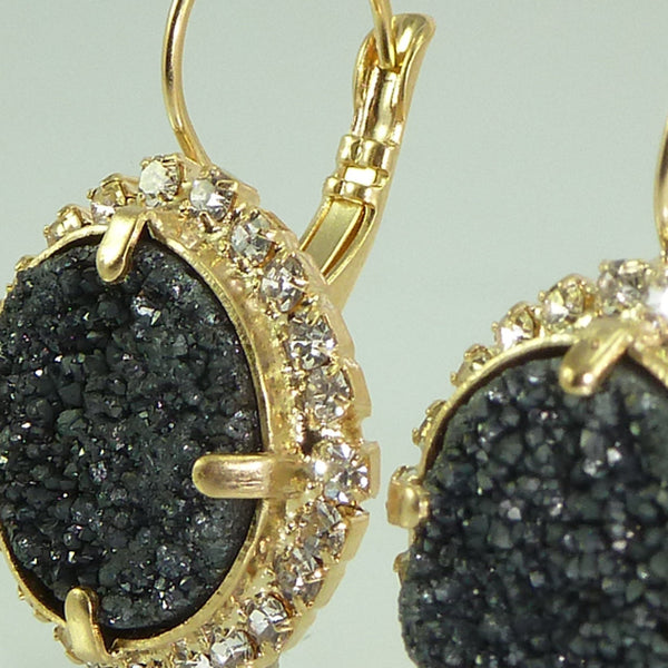 Black Druzy Earrings.