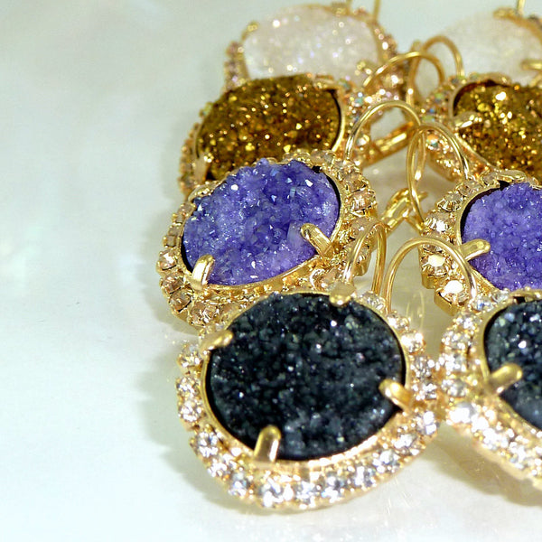 Black Druzy Earrings.