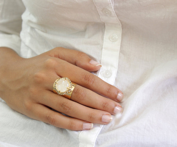 White Druzy Earrings.