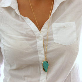 Raw Turquoise Gold necklace.