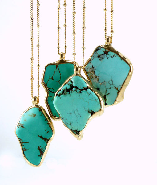 Raw Turquoise Gold necklace.
