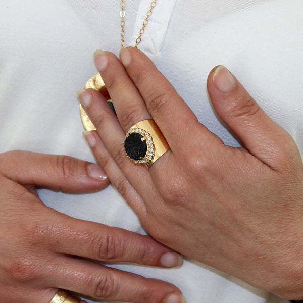 Black Druzy Ring.